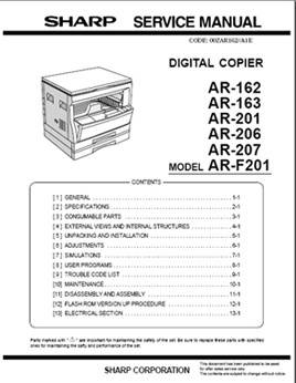 دفترچه راهنمای سرویس و نگهداری دستگاه فتوکپی شارپ Sharp Ar162-Ar163-Ar201-Ar206-Ar207-Ar F201