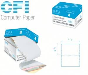 کاغذ کامپیوتر فرم پیوسته 80 ستونی 4 نسخه وسط پرفراژ کاربن لس CFI Computer Paper