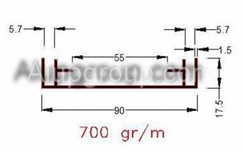 گروه مهندسی آلوپای _ پروفیل آلومینیومی کاور لایت باکس 9 سانتی